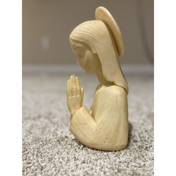 Vintage Celluloid Virgin Mary Madonna Halo Praying Bust 1950s Christian Italy - Picture 2 of 7